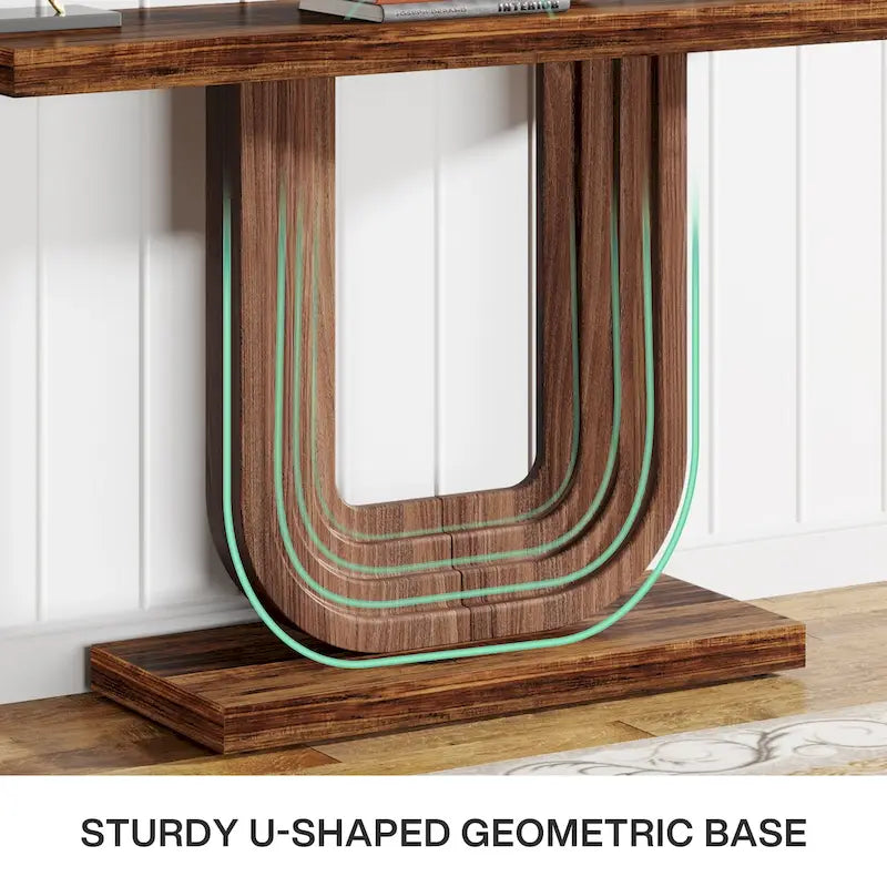 Console d'entrée en bois de 39 pouces avec base géométrique