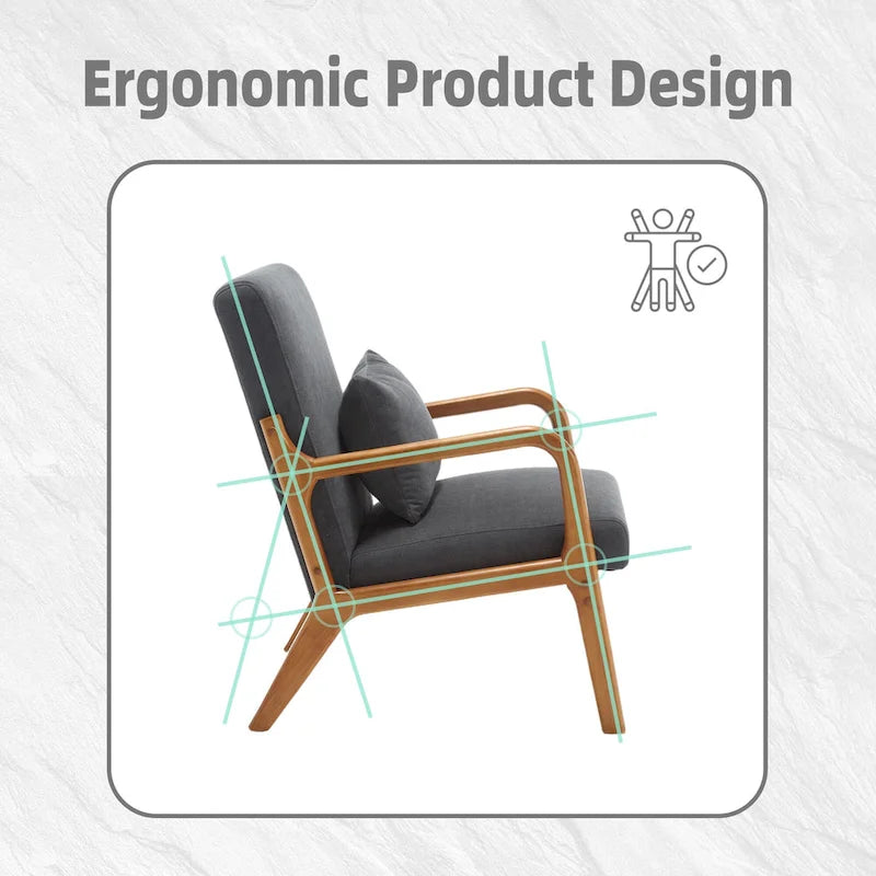Fauteuil d'appoint en velours avec cadre en bois massif et coussin confortable