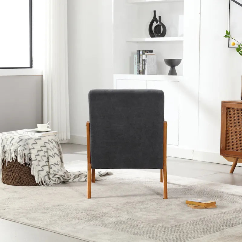 Fauteuil d'appoint en velours avec cadre en bois massif et coussin confortable