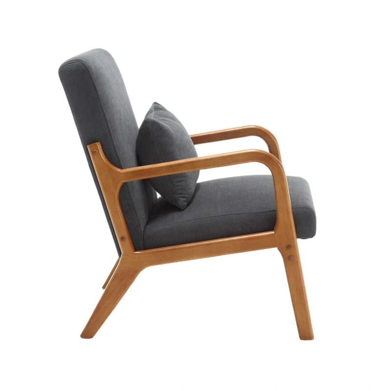 Fauteuil d'appoint en velours avec cadre en bois massif et coussin confortable