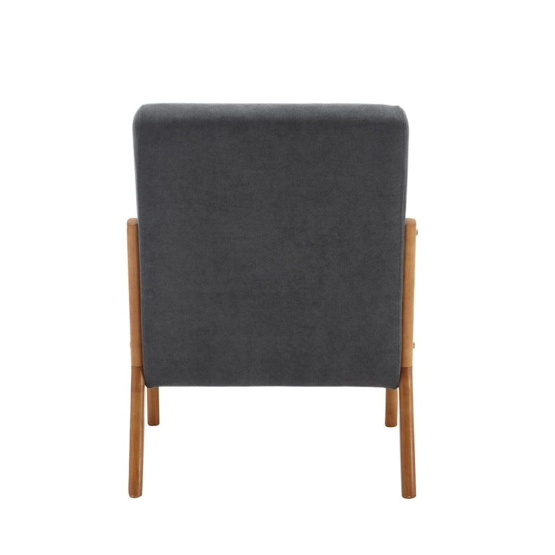 Fauteuil d'appoint en velours avec cadre en bois massif et coussin confortable