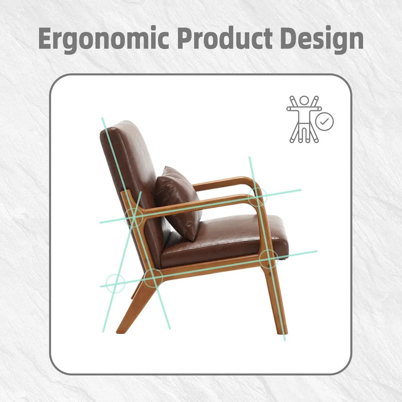 Fauteuil d'appoint en velours avec cadre en bois massif et coussin confortable