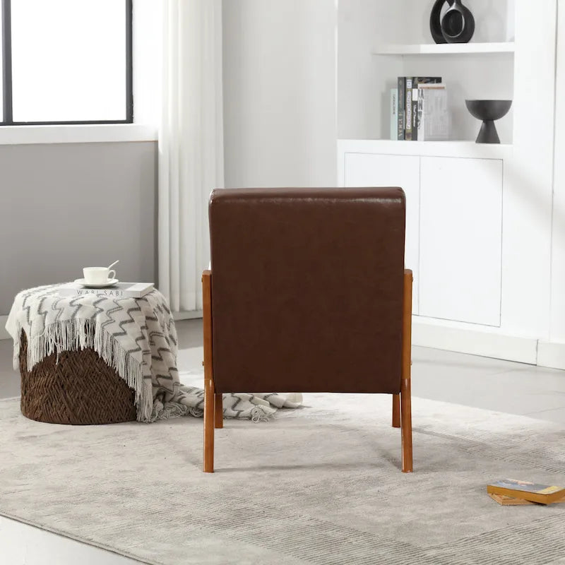 Fauteuil d'appoint en velours avec cadre en bois massif et coussin confortable