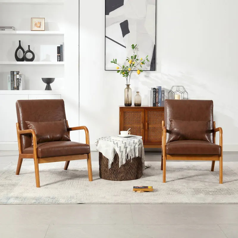 Fauteuil d'appoint en velours avec cadre en bois massif et coussin confortable