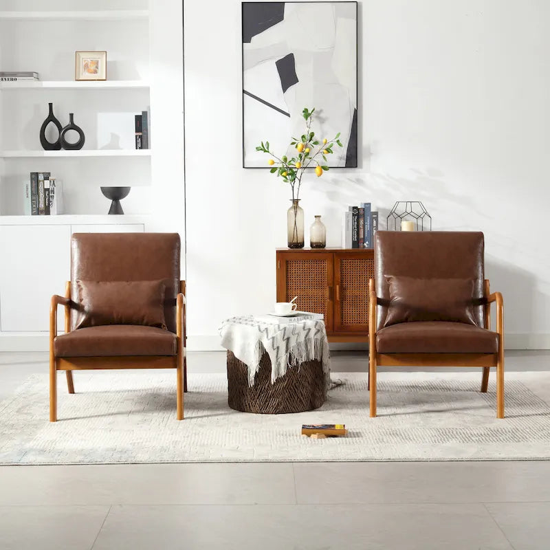 Fauteuil d'appoint en velours avec cadre en bois massif et coussin confortable