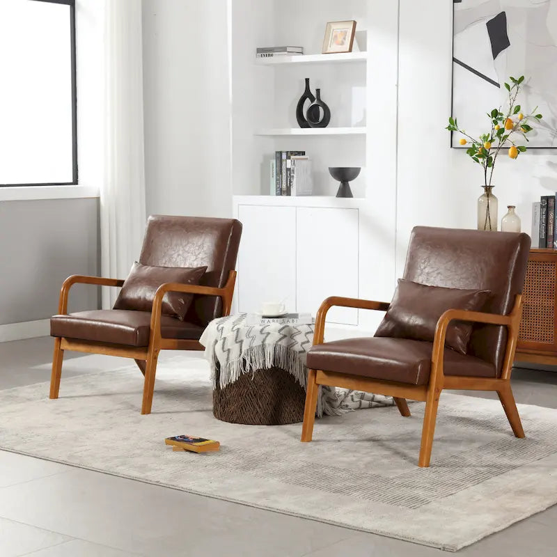 Fauteuil d'appoint en velours avec cadre en bois massif et coussin confortable