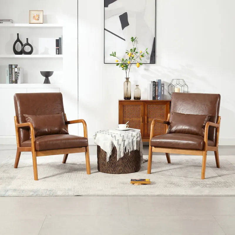 Fauteuil d'appoint en velours avec cadre en bois massif et coussin confortable