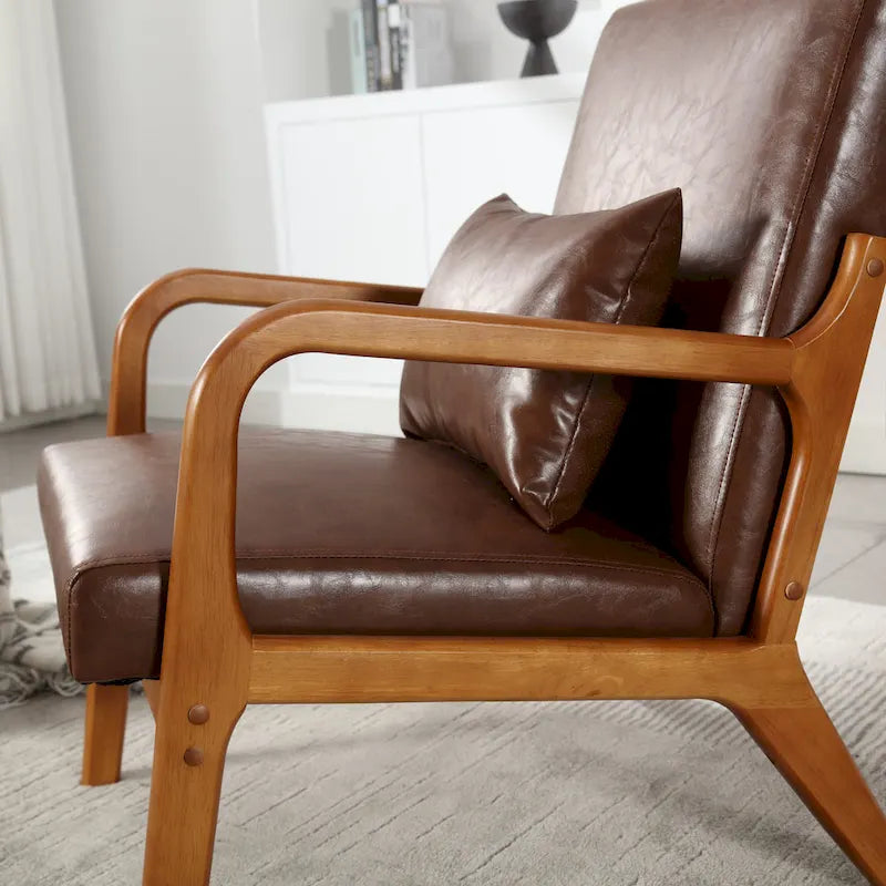 Fauteuil d'appoint en velours avec cadre en bois massif et coussin confortable