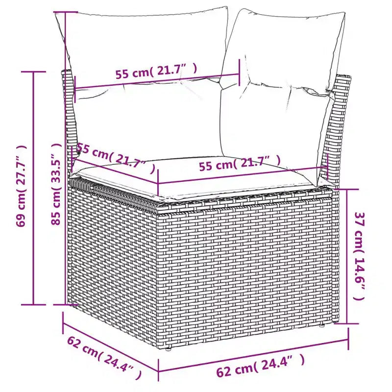 vidaXL Salon de jardin 4 pièces en résine tressée avec coussins et bois d'acacia