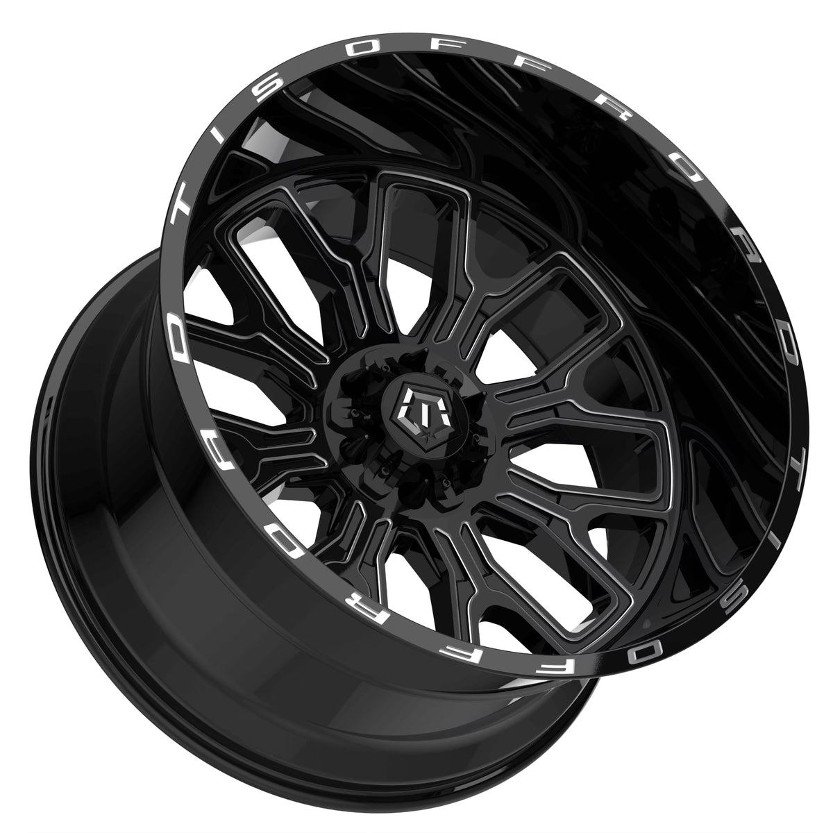1 TIS 26x14 6X135 / 6X5.50 -76 560BM Noir brillant avec accents fraisés et logo sur le rebord de la jante