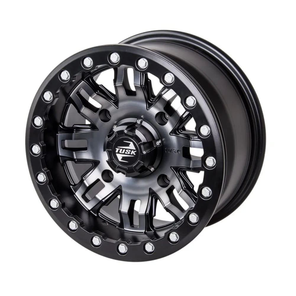 (Lot de 4) Jantes Beadlock Tusk Teton 4/156 15x10 5.0 + 5.0 Gris canon/Noir pour Polaris RZR XP 1000 Desert Edition 2015