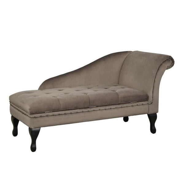 Storage Chaise with Velvet Upholstery, Tufted Seat and Flip-Up Storage