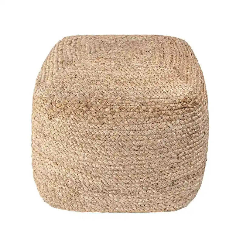 Cork Braided Solid Jute Ottoman Pouf