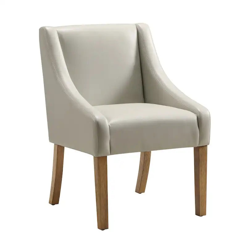 Upholstered Dining Chair with Solid Oak Legs and Padded Wingback