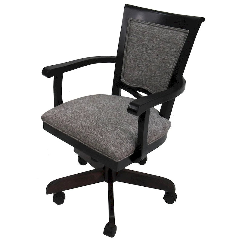 Swivel Wood Dining Caster Chair with Custom Upholstery, 18-Inch Seat