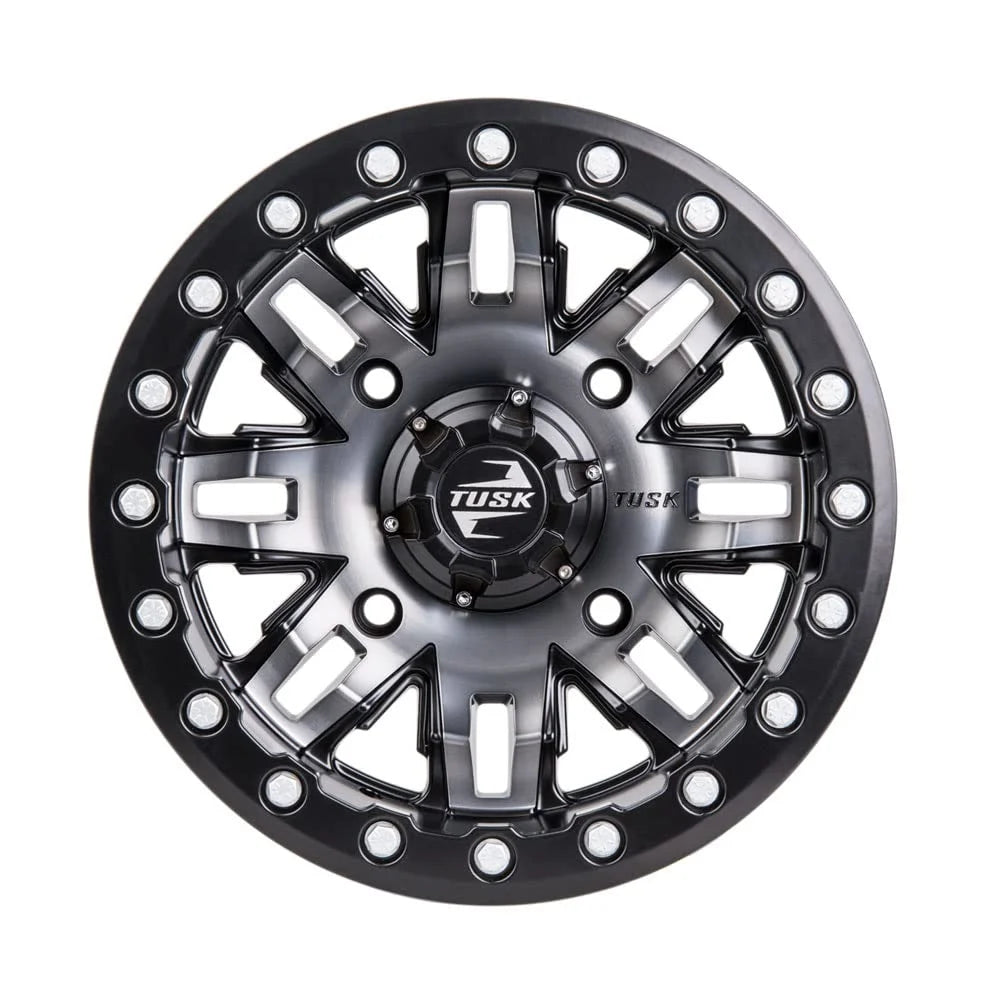(Lot de 4) Jantes Beadlock Tusk Teton 4/156 15x10 5.0 + 5.0 Gris canon/Noir pour Polaris RZR XP 1000 Desert Edition 2015