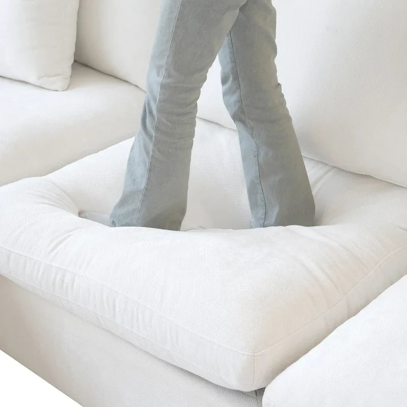 Canapé d'angle en lin de grande taille pour salon